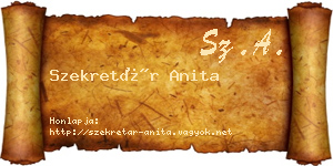 Szekretár Anita névjegykártya